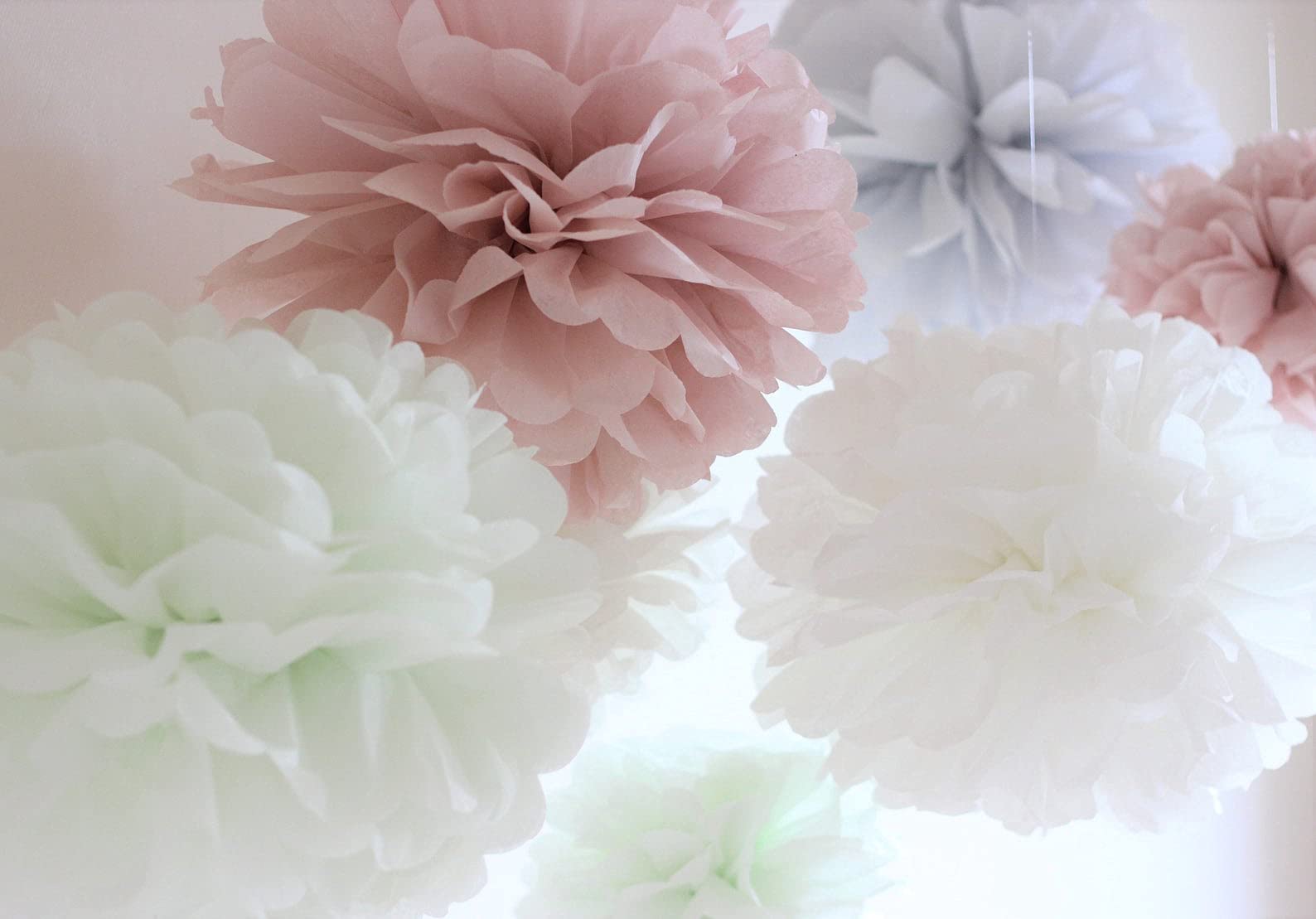 Set Of 9 Dusty Rose Mauve Pink Tissue Pom Poms Paper Flowers Wall Backdrop Centerpieces For Wedding Baby Bridal Shower Nursery C